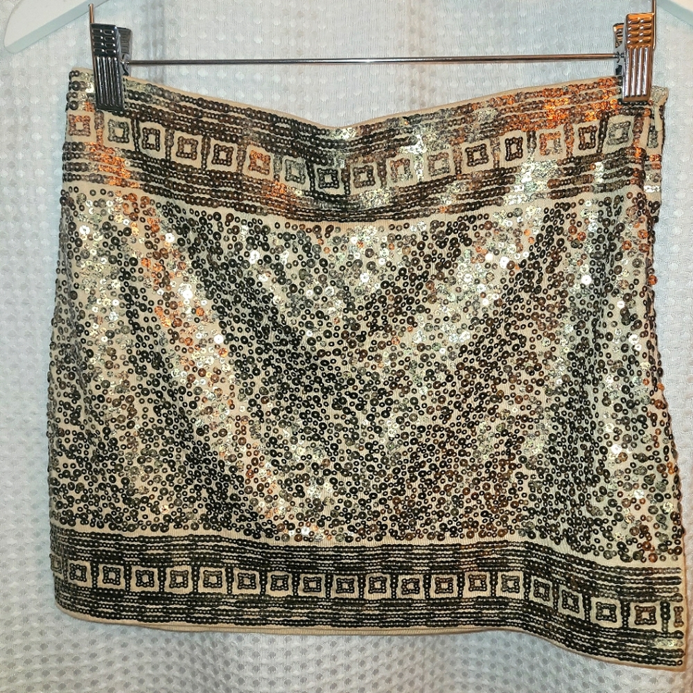 EXPRESS GOLD/CREAM SEWUIM MINISKIRT